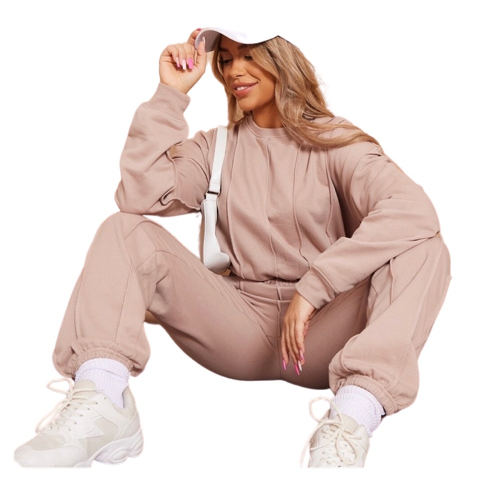 Pretty Little Thing Sweatsuit jumpsuit, stone size 8